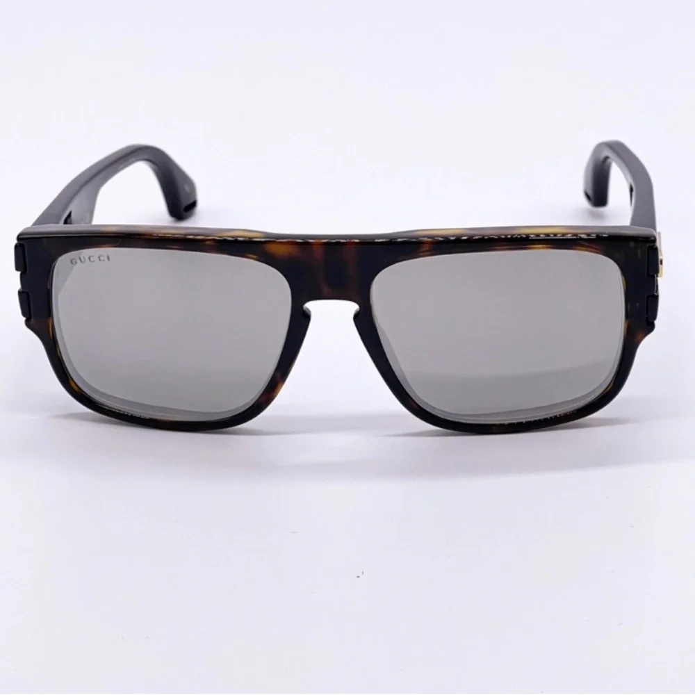 Authentic- New GUCCI SIlver Square Men's Sunglasses GG0664S 004 58